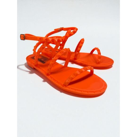 Steve Madden Travel-J Orange Studded Jelly Sandals Women’s Size 8 NIB - Picture 2 of 10
